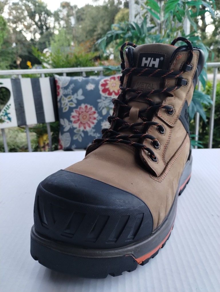 (Size-12) Like New, Men, Helly Hansen Workwear Men's Work 6 Inch Composite Toe Composite Plate Leather Work Boots#HHS212042 Waterproof