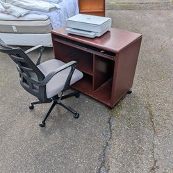 Desk, chair and printer
