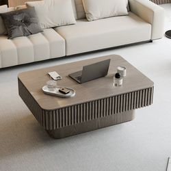 38.6-Inch Fluted Lift-Top Coffee Table - Grey