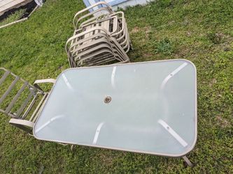 6 Person Glass Patio Set