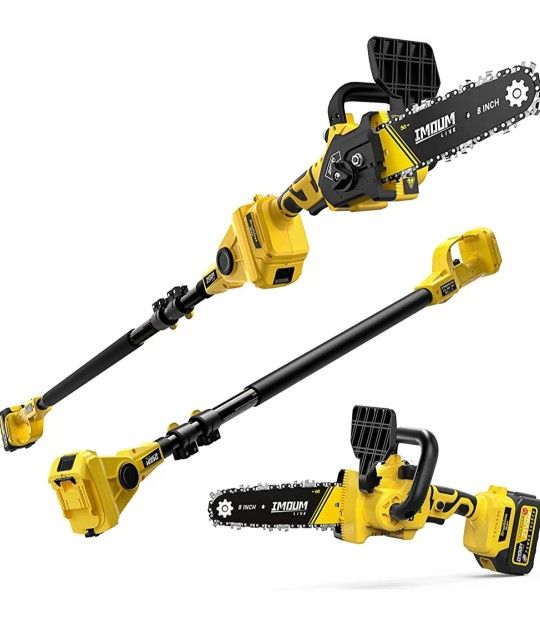 2-in-1 Brushless Pole Saw & Mini Chainsaw, IMOUMLIVE 8" Cutting Cordless Power Pole Saw, 15.2-Foot MAX, 21V 3.0Ah Li-ion Battery, 7.9 LB Lightweight,
