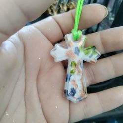 Cross With Green Necklace Chain