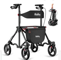 ROLLOY FOLDABLE ROLLATOR WALKER WITH SEAT 