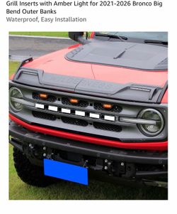 Grill Inserts with Amber Light for 2021-2026 Bronco Big Bend Outer Banks