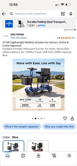 37.5 lb Lightweight Mobility Scooter - New