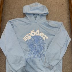 Blue/white Rhinestone Sp5der Hoodie