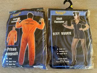 Couples Adult Halloween Costumes- Police Officer/Cop + Inmate/Prisoner