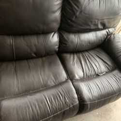 Large Heavy Sofa Couch Recliner Brown Black
