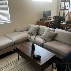 Gray Couch With Chaise And Ottoman