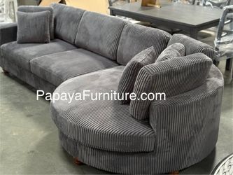 NEW Modern Designer Fabric Sectional Sofa and CURVE Chaise Lounge Set Dark Grey Big Discount Ashley IKEA Style Tan Beige Furniture Warehouse Clearance