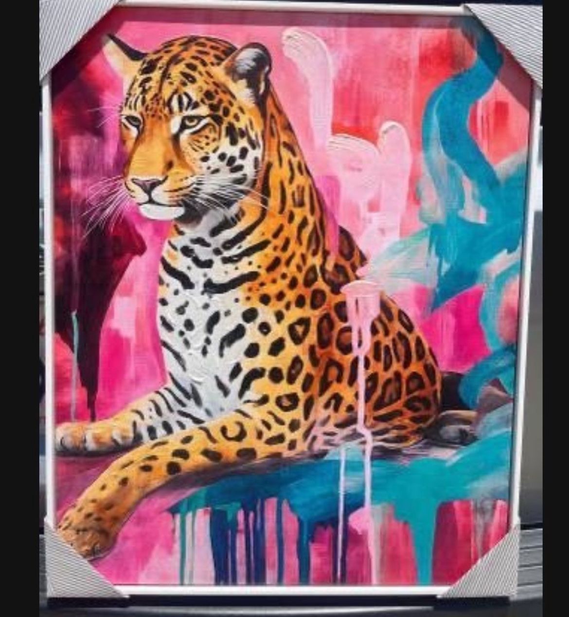 Pink Leopard Canvas Painting 