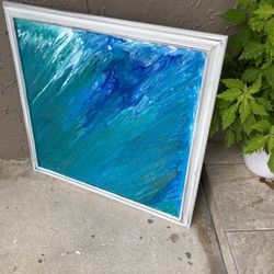 Large Acrylic Pour Framed 