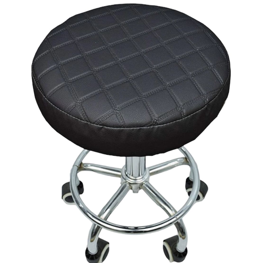 Quilted Waterproof Faux Leather Round Barstool Seat Cover Anti-Slip Padded Bar Stool Cushion