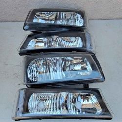 03-06 Chevrolet Silverado Avalanche Headlights Luces Micas Calaveras Faros Faroles Focos Chevy Headlamps 