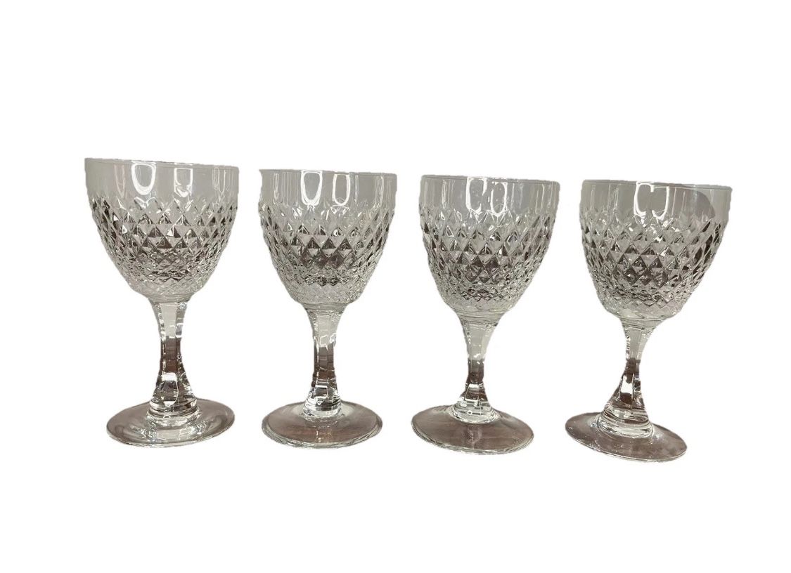 Royal Brierley Crystal Wine Drink Goblet Glass Chalice Set Lot 4 Vintage