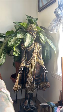 Large Thai Buddha Wood Carved Statue