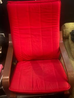IKEA Poäng Chair Red Fabric Cushion