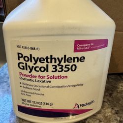 Polyethylene Glycol 3350 Powder for Solution Osmotic Laxative • Relieves Occasional Constipation/Irregularity / Softens Stool Unflavored Powder