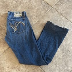 Lucky Brand Jeans Womens 4/27 Blue Sweet Boot Cut dark Wash Wiskered Faded