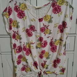 Bobbie Brooks Women's Floral Blouse Short Sleeve Size 1X