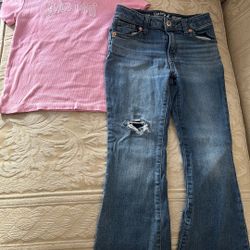 Cat & Jack Blue Jeans + Art Class Pink Shirt 