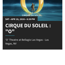Cirque du Soleil O Tickets FRONT ROW seats