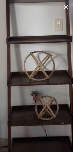 Dark Wood Ladder Bookshelf