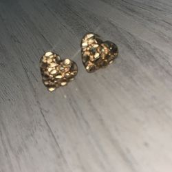 Gold Heart Nugget Earrings 