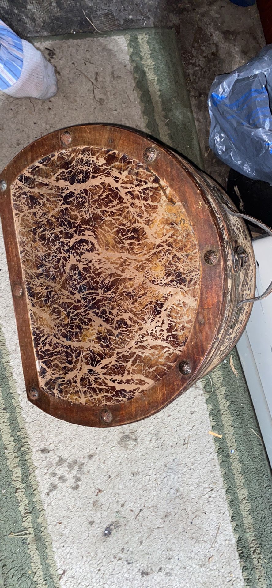 Vintage Wooden storage Tote Or Hat Totes Or Luggage Totes
