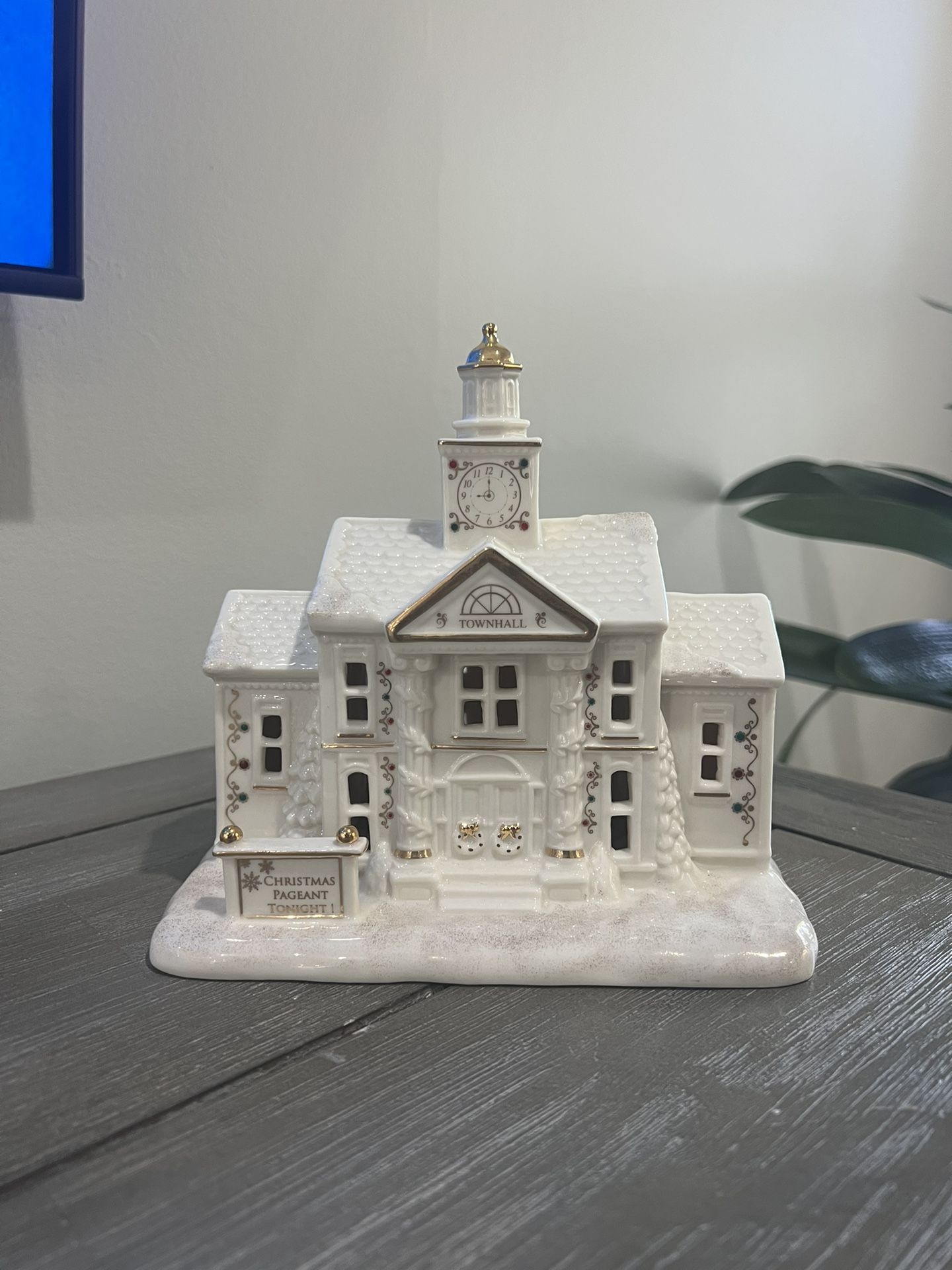 Lenox Mistletoe Park Village Townhall Figurine