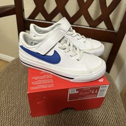 Nike Court Legacy White Blue Size 11 Little Kids 