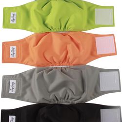 JoyDaog Reusable Belly Bands For Dogs,5 Pack Premium Washable Dog Diapers Male Puppy Nappies Wrap,M Medium (Pack Of 5) 5 Fashion Colors