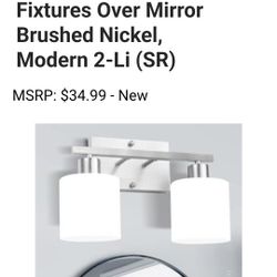 SILAMPDI Bathroom Lighting Fixtures Over Mirror Brushed Nickel, Modern 2-Light Vanity Lights Fixtures