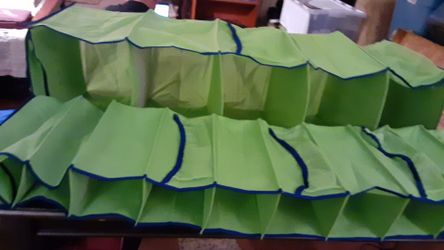 2 Closet hanging cubbies in 2 sizes. They are lime green with blue trim. Barely used at all!