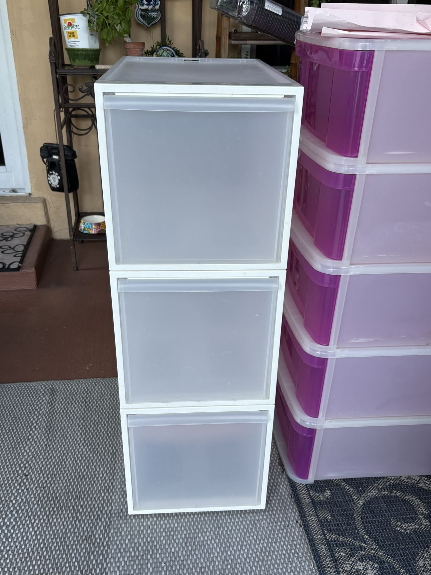 4 large clear pull out storage bins/drawers