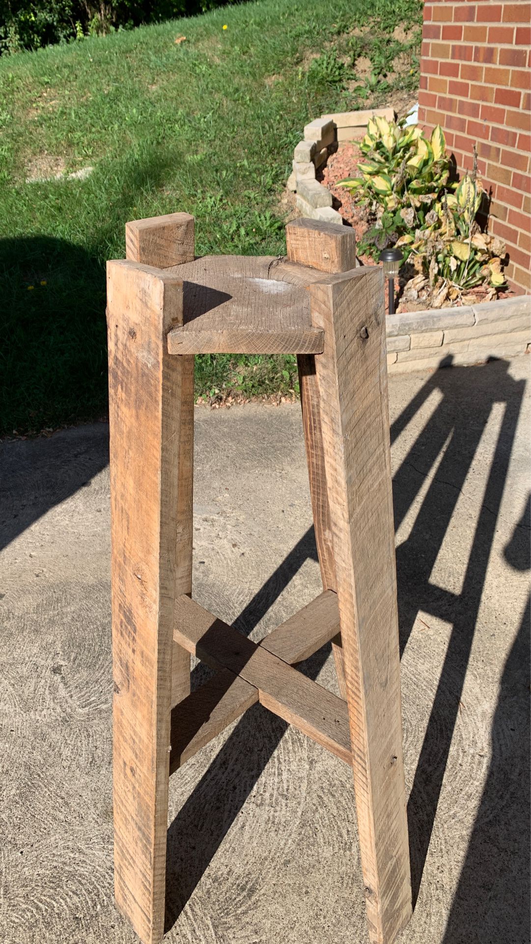 Rustic wooden plant stand