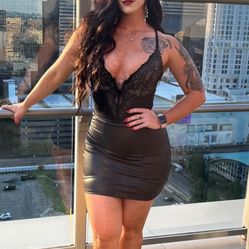 Popilush Shapewear Faux Leather Skirts with Built in Shapewear Tummy Control High Waist Mini Skirt with Shaper for Women