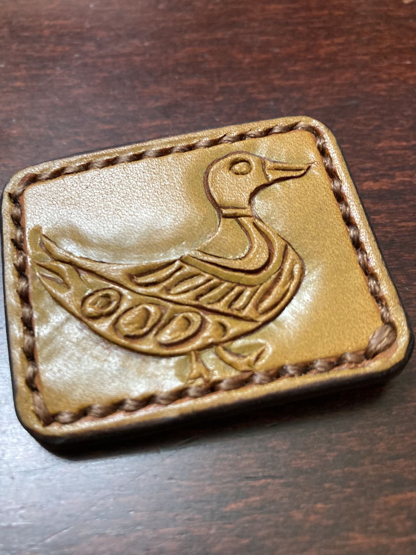 Genuine Leather Duck Brooch