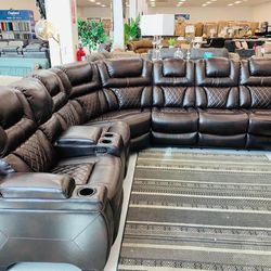 Power Reclining Sectional Sofa Couch Chocolate 