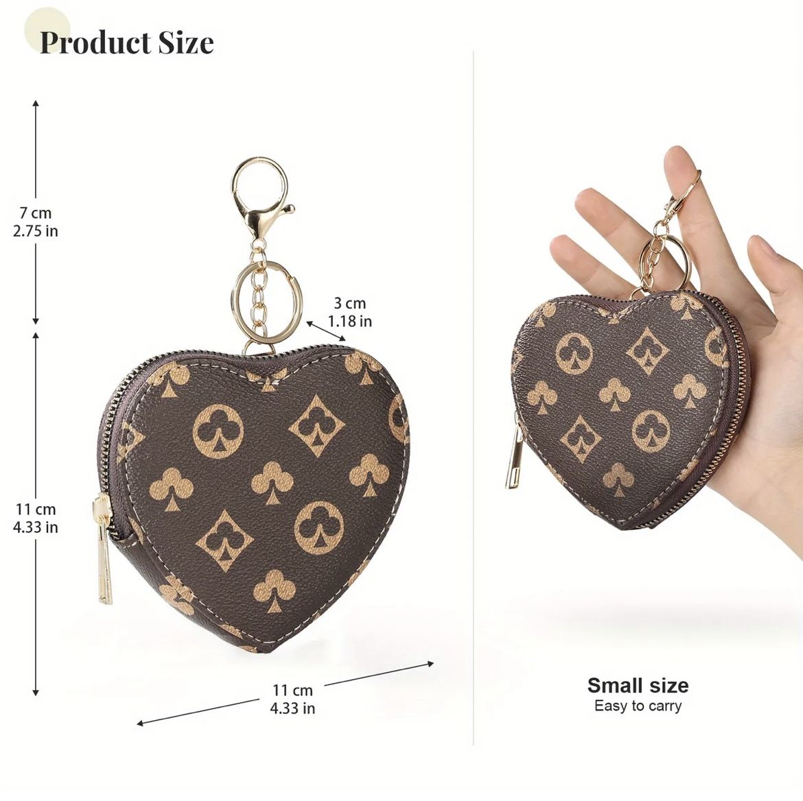 Brand New Heart Shaped Coin Purse Mini Zipper Pouch Keychain Wallet