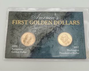 America’s First Golden Dollars 2000 Sacagawea Golden Dollar And 2007 Washington Presidential Dollar.