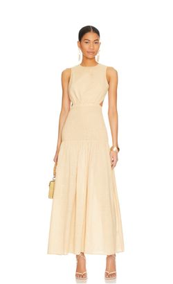 Linen Maxi Dress in Tan - XXS - NWT