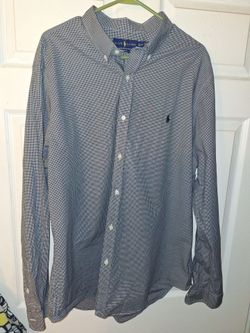 Ralph Lauren Long Sleeve Button Down Shirt Mens XxL Slim Fit Checkered Black gray $30