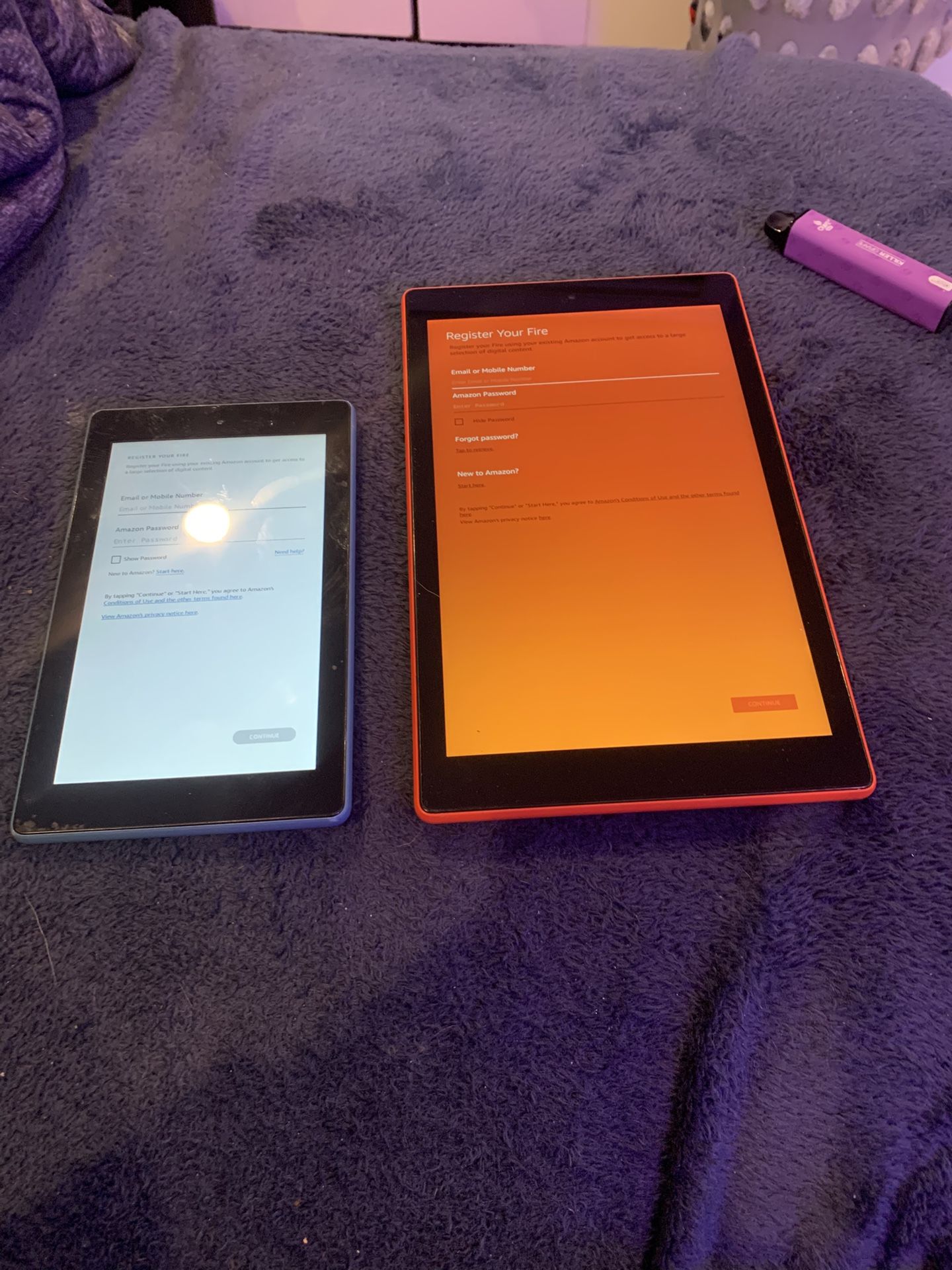 Two Amazon Fire Tablets Unlocked Works Great 
