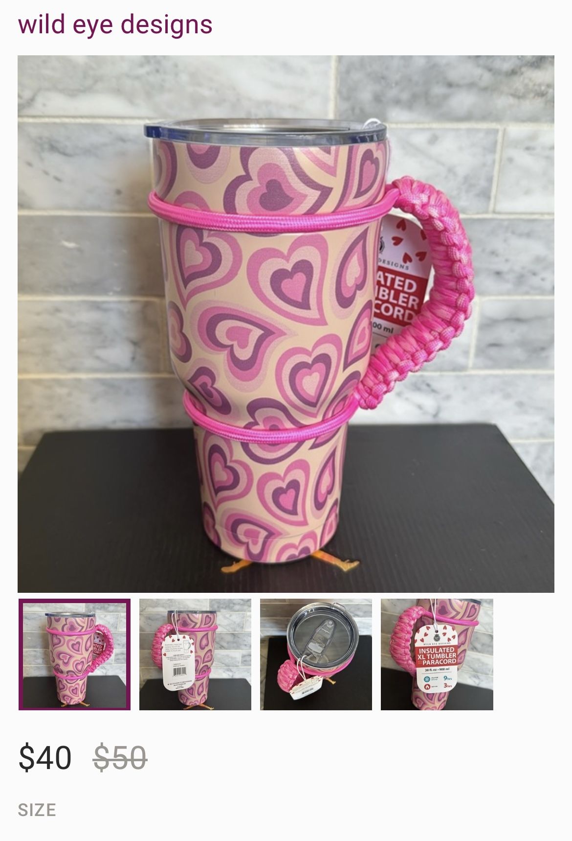 Pink Insulated Tumbler 30 Ounce