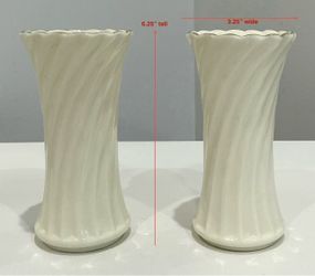 Pair of Swirl Cream Gold Flair Rim Lenox Porcelain Vases