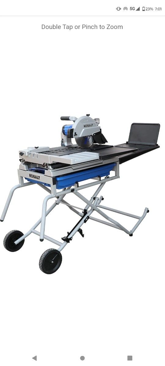 10in 15amp KOBALT BRAND WET TILE CORDED TABLE SAW AND