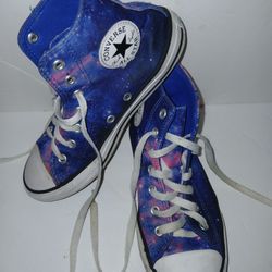 Converse All Star Shoes Youth Size 2.5 High Top Chuck Taylor Sneakers Galaxy 