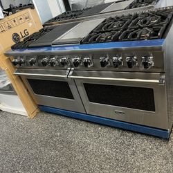 Stainless Steel Viking 5 Series Dual Fuel 60” Wide Range Stove Griddle Grill