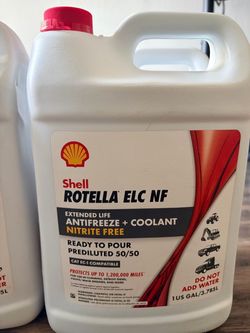 5 Gallons Shell Rotella ELC NF 50/50 Coolant - Nitrite Free - Ready to Pour